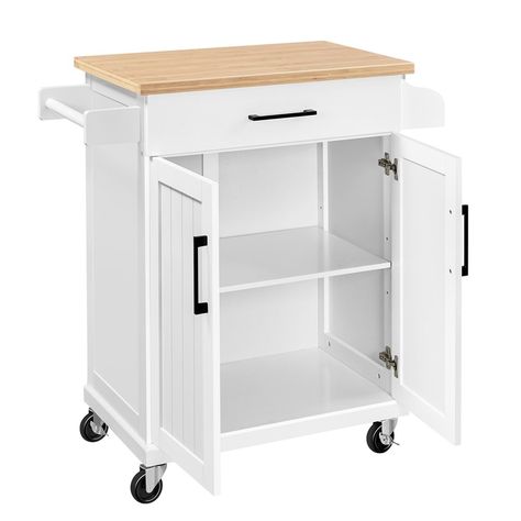 Kitchen Island Cart with Spice Rack Storage Rolling White - Walmart.com - Walmart.com Kitchen With Storage, Island On Wheels, Spice Rack Storage, Microwave Cart, Kitchen Bar Table, Rolling Kitchen Cart, Kitchen Island On Wheels, Island Cart, Rolling Kitchen Island