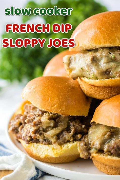 Slow Cooker French Dip, Slow Cooker Sloppy Joes, Slow Cooker Pasta, French Dip Sandwich, Slow Cooker Tacos, Sloppy Joes Recipe, Slow Cooker Desserts, Crowd Pleasing Recipes, Beef Casserole Recipes