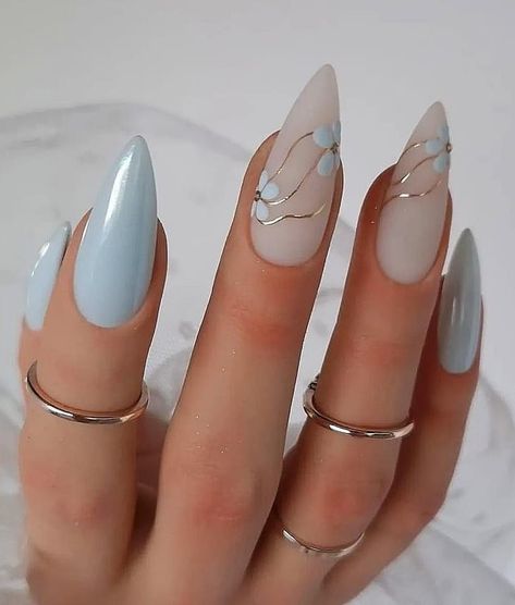 Almond Shape, Nails Design, Blue Nails, Simple Nails, Baby Blue, Almond, Nail Designs, Light Blue, Nails