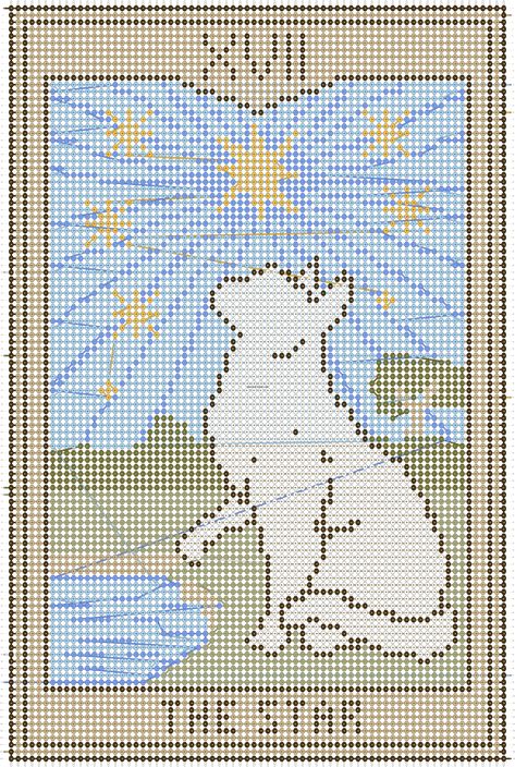 Alpha pattern #157330 variation #317332 | BraceletBook Tarot Card Tapestry Crochet, Tarot Card Crochet Tapestry Pattern, Tarot Crochet Tapestry, Tarot Card Star, Grid Crochet, Pixel Grid, Tapestry Crochet Patterns, Fibre Art, Crochet Tapestry