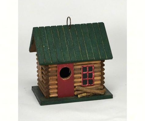 Settler Birdhouse by Songbird Essentials Painted Log Cabin, Painted Built Ins, Rustic Interior Decor, Wren House, Cozy Log Cabin, Black Forest Decor, Fairytale Cottage, Wind Sculptures, Hanging System