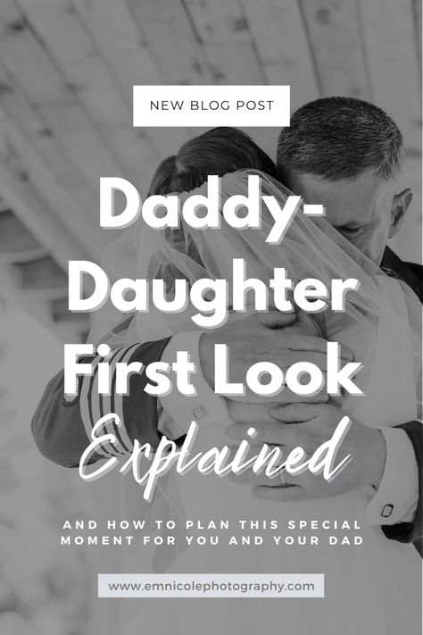 Calling all Daddy's Girl brides!! Are you about to walk down the aisle for your wedding day? Make it an extra special moment with a Daddy Daughter First Look! It's a unique and heartfelt tradition that will add a beautiful touch to your wedding ceremony. Learn more about what is a Daddy Daughter First Look and how to plan one for your special day. #DaddyDaughterFirstLook #DadsFirstLook #WeddingPlanningTips #VAWeddingPhotographer Fathers First Look At Bride, Father Daughter Wedding, Virginia Winery Wedding, Emotional Wedding, Wedding First Look, Wedding Day Timeline, Washington Dc Wedding, Dc Wedding, Virginia Wedding Photographer