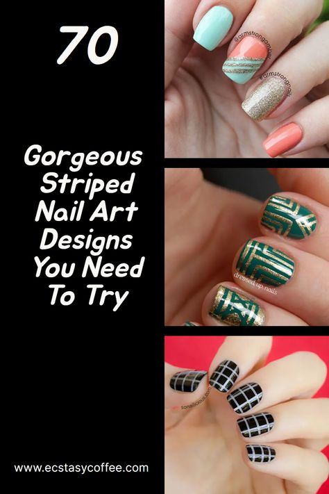 These gorgeous striped nail art designs have us feeling like our nails are the best they've ever been! Striped French Tip Nails, Nail Designs With Stripes, Striping Nail Art, Stripe Nail Art, Striped Nail Art, Nails With Stripes, Stripe Nail Designs, Striped Nail Designs, Nail Art Stripes