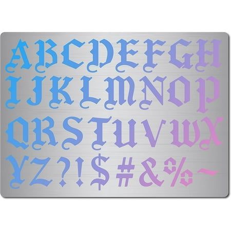 Gothic Font Lettering Stencils Old English Font Stainless Steel Stencils Reusable Alphabet Metal Stencil Journal, Size:7.5 inchLarge x 5.5 inchW, Silver Cool Lettering Fonts Alphabet, Bold Cursive Font, Cute Cursive Font, Lettering Stencils, Pretty Cursive Fonts, Cursive Fonts Handwritten, Fonts 2024, Cool Fonts Alphabet, Letter Styles Fonts