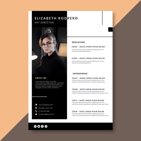 Minimalist curriculum vitae template wit... | Free Vector #Freepik #freevector #business #template #resume #cv Minimalist Cv Design, Cv Photo, Exchange Design, Curriculum Vitae Design, Curriculum Template, Cv Original, Cv Inspiration, Graphic Design Cv, Cv Design Template