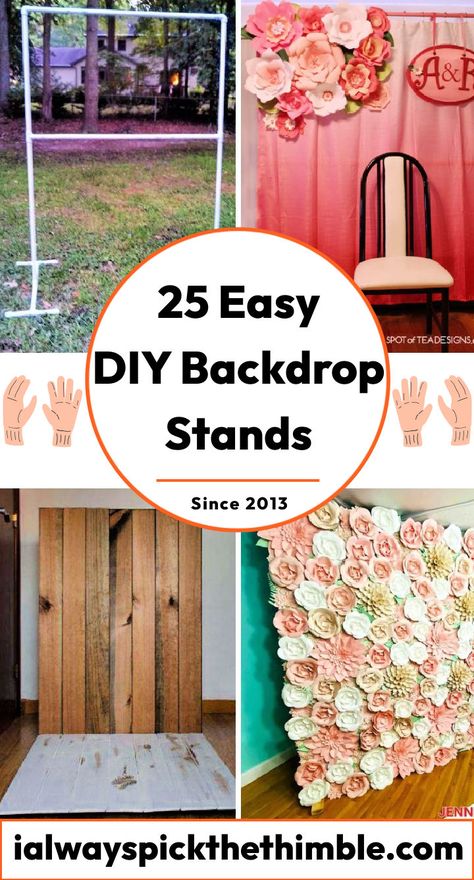 25 DIY Backdrop Stand Ideas: Make Easy Photo Backdrop Stands Diy Wedding Backdrop Frame, Pvc Photo Backdrop Diy, Diy Photo Backdrop Frame, Diy Backdrop Decorations, Diy Photography Backdrop Stand, Backdrop Stands Diy, Diy Table Arch Stand, How To Make A Backdrop For Pictures, Pvc Pipe Photo Backdrop