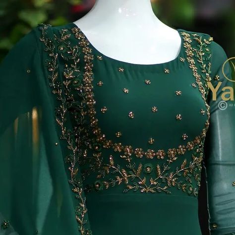 Aari Work Anarkali Dress, Polo Tako Hand Work Kurti, Chudithar Aari Work Design, Aari Embroidery Designs For Kurtis, Aari Work In Kurti, Aari Work On Kurti, Kurti Aari Work Designs, Aari Work Chudithar Design, Work Kurti Designs Latest