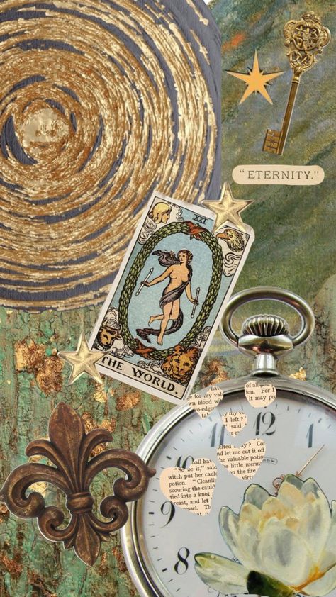 #tarot #time #space #theworld Wallpaper Iphone Tarot, The World Tarot Wallpaper, Tarot Wallpapers, Tarot Phone Background, Phone Wallpaper Tarot Card, The Star Tarot Wallpaper, The World Tarot, Vision Board Collage, Catholic Wallpaper