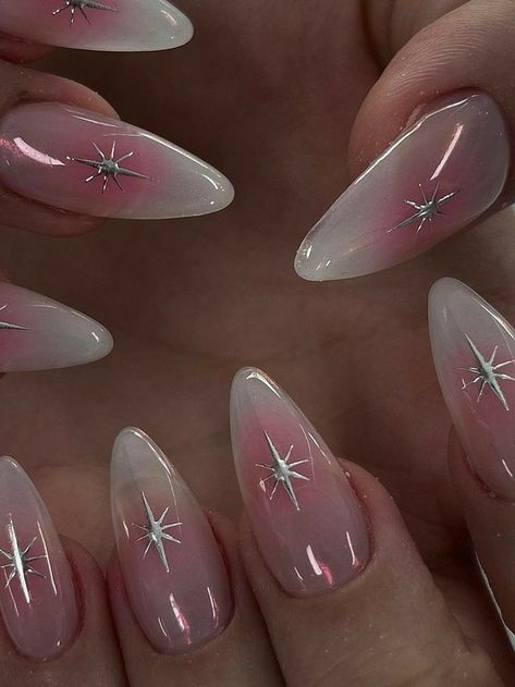 Blush Nails Korean Pink, Almond Nails Asian Style, Blush Nail Ideas, Korean Almond Nails Designs, No Design Nails, Cute Aesthetic Nail Designs, Nail Design With Charms, Nails Inspiration Korean, Nail Art Korean Style