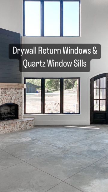 Sheetrock Window Trim, Sheetrock Returns On Windows, Black Windows Drywall Return, Drywall Wrapped Windows With Sill, Drywall Return Window With Wood Sill, Drywall Return Window Trim, Interior Windows Without Trim, Frameless Windows Interior, No Trim Windows