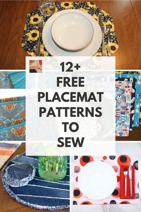 Learn how to make placemats with these free placemat patterns to sew. Placemats To Sew, Free Placemat Patterns, How To Make Placemats, Easy Placemats, Quilted Placemat Patterns, Placemat Patterns, Diy Placemats, Place Mats Quilted, Placemats Patterns