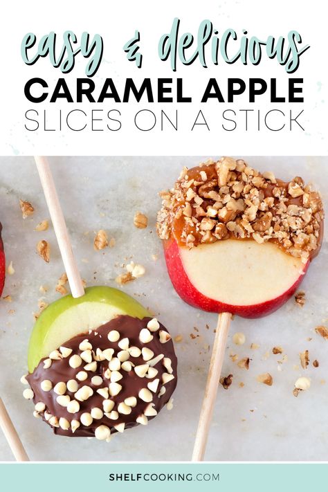 Slice up those apples, it's time for a delicious dessert or snack idea! You can never go wrong with caramel apple slices. It's the perfect fall treat for any day of the year! Apple Treats For Kids, Applefest Ideas, Dan Jabuka, Apple Slices On A Stick, Apple Snack Ideas, Cider Stand, Caramel Apple Treats, Caramel Apple Nachos, Best Snack Ideas