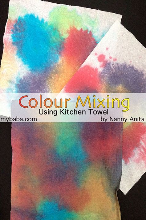 Exploring colour mixing using kitchen towels. Colour Mixing Ks1, Thomas Bewick, Things To Do Inside, Arts And Craft Ideas, Creative Table, Creative Tables, Colour Mixing, Activity Board, Mixed Use