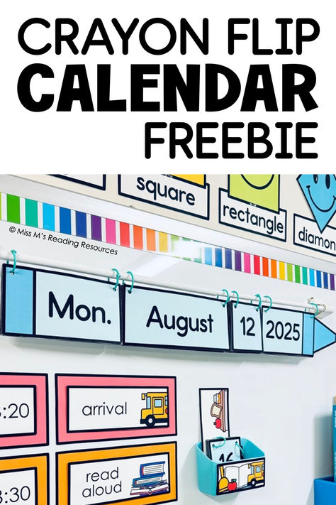 Create an organized classroom with this crayon flip calendar freebie! With bright colors and easy-to-read text, you and your students will be able to clearly see the date each day. Classroom Flip Calendar Ideas, Date Flip Cards Classroom, Flip Calendar Classroom Free, Flip Date Calendar Classroom, Calendar Ideas For Classroom, Classroom Calendar Printables Free, Colorful Classroom Ideas, Flip Calendar Classroom, Calendar For Classroom