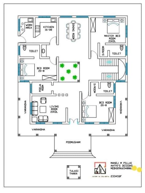 Simple 3 Bedroom Design 1254 B E4F Kerala Traditional House, Budget House Plans, Single Storey House Plans, Single Storey House, Three Bedroom House Plan, 2bhk House Plan, Modern House Floor Plans, Bungalow Floor Plans, Indian House Plans