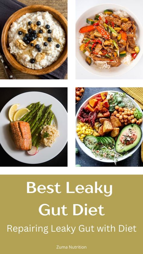 Repair Gut Health, Diet For Leaky Gut, Recipes For Leaky Gut Diet, Leaky Gut Grocery List, Leaky Gut Meals, Repair Leaky Gut, Leaky Gut Healing Smoothies, Gut Health Oatmeal, Food Gut Health