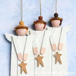 Amazing Angel Crafts Using Popsicle Stick Christmas Tree Decorations Diy Ornaments, Best Christmas Tree Decorations, Handpainted Christmas Ornaments, Wood Angel, Popsicle Crafts, Baby Finger, Christmas Angel Ornaments, How To Make Christmas Tree, Christmas Tree Decorations Diy