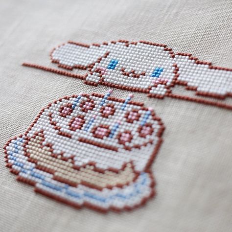 Cinnamoroll Cross Stitch, Sanrio Cross Stitch, Kawaii Cross Stitch, Tiny Cross Stitch, Pixel Crochet, Mini Cross Stitch, Stitch Book, Pixel Pattern, Yarn Thread