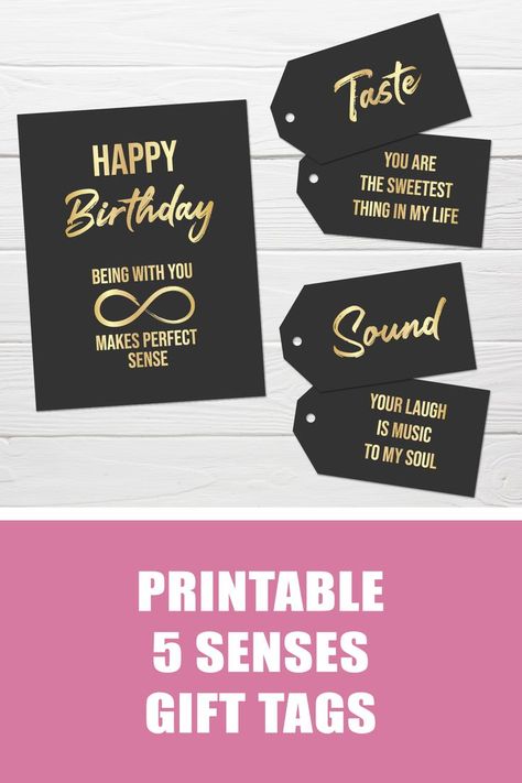 5 Senses Birthday Gift, Senses Birthday Gift, 5 Senses Gift Tags, Birthday Message For Him, 5 Senses Gift, Birthday Gift Tags Printable, Five Senses Gift, Senses Gift, Tagging Quotes