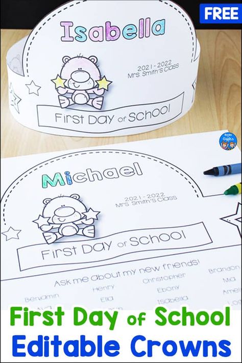 Name Hats For Preschool, Preschool Crafts First Week, I Am A Friend Hat Printable, First Day Of Prek Activity, First Week Of Preschool Activities Free Printables, Preschool First Day Craft, Preschool Name Crafts Free Printable, First Day Of School Activities Preschool Free Printable, First Day Of Kindergarten Activities Free Printable