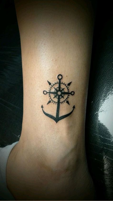 Anchor Tattoo Ideas, Simple Couples Tattoos, Anchor Compass Tattoo, Fingerprint Heart Tattoos, Small Anchor Tattoos, Black And White Flower Tattoo, Travel Tattoo Ideas, Men's Tattoos, Couple Tattoos Love