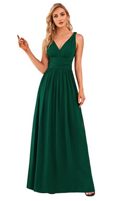 Sleeveless V-Neck Semi-Formal Maxi Evening Dress 09016 Green Semi Formal Dresses, Dark Green Bridesmaid, Olive Green Bridesmaid Dresses, Green Bridesmaid Dress, Dark Green Bridesmaid Dress, Womens Bridesmaid Dresses, Maxi Evening Dress, Beautiful Bridesmaid Dresses, Long Cocktail Dress