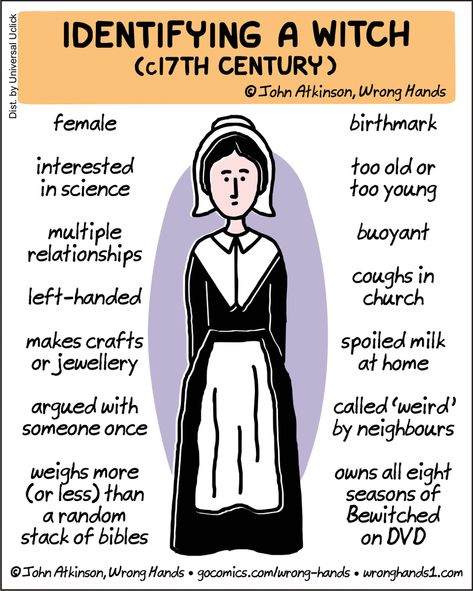 Wrong Hands by John Atkinson for October 25, 2019 - GoComics Salem Witch Trials Facts, Roz Chast, Witch History, Salem Witch Trials, Witch Trials, Salem Witch, American Literature, Digital Comic, A Witch