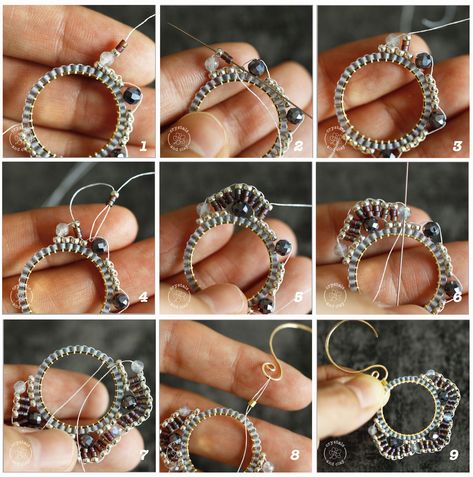 this tutorial shows you step-by-step how to make beaded earrings using circular brick stitch. #seedbeadtutorials #beading #jewelrymaking #diyjewelry How To Brick Stitch Earrings, How To Bead Earrings Step By Step, Brick Stitch Earrings Pattern Ideas, How To Brick Stitch Beads Tutorial, Beaded Earrings Tutorials Step By Step, Circular Brick Stitch Earrings, Circular Brick Stitch, Inexpensive Jewelry, Seed Bead Tutorials