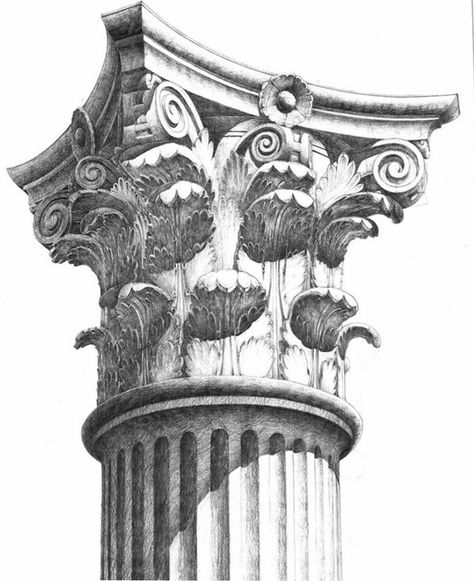 Architecture Photography Buildings, Corinthian Capital, Interior Design History, Corinthian Column, Ornament Drawing, Roman Columns, Ancient Greek Architecture, Architecture Design Sketch, Architecture Drawing Art