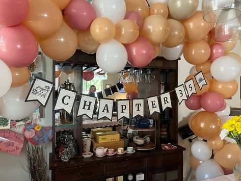 Custom Book Themed Birthday Banner | Next Chapter Banner | Black and White Book Birthday Banner | Bookish Party Decor | Bookworm, Book Lover by HitTheRoadJacki on Etsy New Chapter Party Theme, Book Themed Photo Booth, Book Club Birthday Party, Book Birthday Party Theme Adult, Book Themed Birthday Party For Adults, Bookish Birthday Party, Book Birthday Party Theme, Library Themed Party, Book Themed Party Decorations