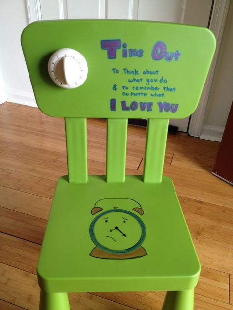 Time Out Chair Diy, Time Out Chair Sayings, Princess Time Out Chair, Childs Chair Painted, Time Out Chair, Flip Ideas, Furniture Flip, I'm Bored, Kids Behavior