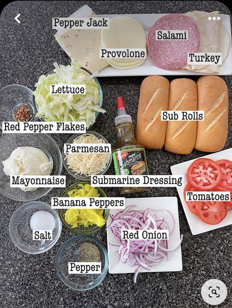 Subs For Lunch, Diy Party Subs Sandwiches, Grinder Sandwiches Ingredients, Subs At Home Easy Recipes, Easy Grinder Sliders, Grinder Sandwiches With Submarine Dressing, Best Hoagie Sandwiches, Best Grinder Sandwich Recipe, Subs To Make At Home