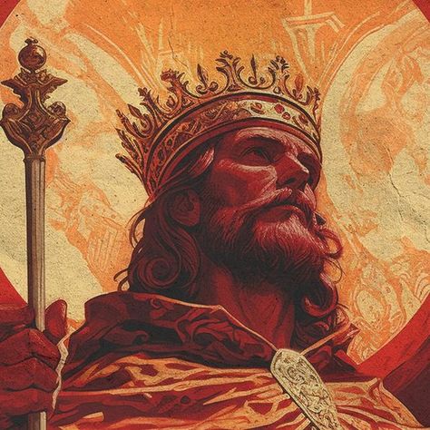 @objetovoadorr on Instagram: "Prompt: 1970’s dark fantasy book cover paper art dungeons and dragons style drawing of a red king wearing a red cloak, lord of the rings figurine, luminous golden crown, low angle view" Fantasy King Art, King Fantasy Art, Dark Fantasy Book Cover, Dark King, Dark Fantasy Book, Evil King, King Drawing, Red Cloak, Fantasy Crown