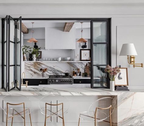 Pass Through Window Kitchen, Kitchen Pass Through Ideas, Kitchen Pass Through Window, Pass Through Kitchen, Kitchen Pass Through, Kitchen Pass, Pass Through Window, Acrylic Dining Chairs, Parisian Bistro