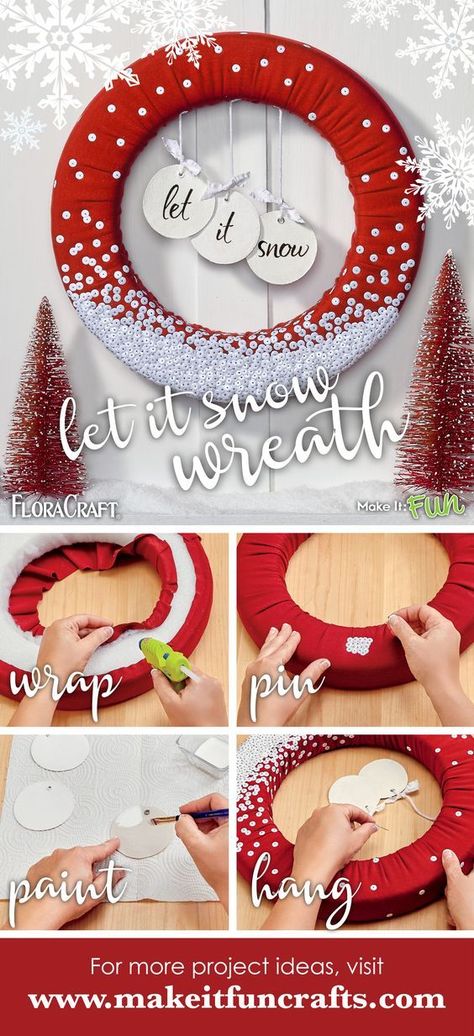 Dollar Store Christmas Decor, Dollar Store Christmas, Xmas Wreaths, Noel Christmas, Christmas Wreaths Diy, Wreath Crafts, Christmas Deco, Xmas Crafts, Let It Snow