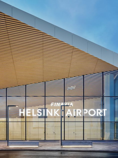 Helsinki Airport, Futuristic Cars Design, Airport Design, Airports Terminal, Bus Terminal, New Building, Exterior Cladding, Design Competitions, Main Entrance