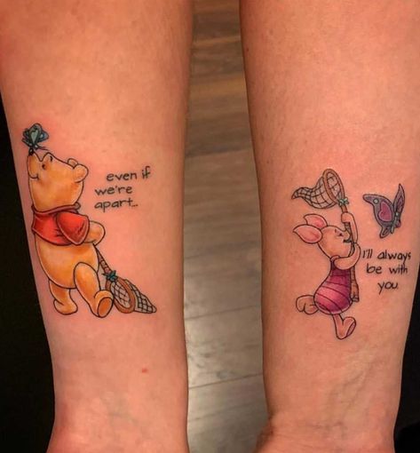 Pooh Tattoo Ideas, Winnie The Pooh Tattoo Ideas, Piglet Tattoo, Mum And Daughter Tattoo, Winnie The Pooh Tattoo, Pooh Tattoo, Mommy Daughter Tattoos, Winnie The Pooh Tattoos, Cute Sister Tattoos