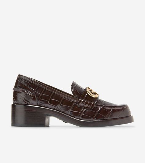 Women's Charlsie Loafers in Brown | Cole Haan Croc Print, Loafer Sneakers, Sheep Leather, Cole Haan, Dark Chocolate, Sheep, Leather Upper, Bag Accessories, High Heels