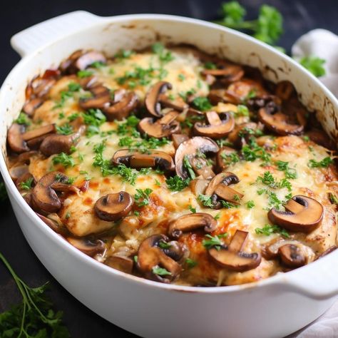 CHICKEN MARSALA CASSEROLE - Grandma's Simple Recipes Make Ahead Chicken Marsala For A Crowd, Caprese Chicken Casserole, Chicken Marsala Casserole, Ziti Noodles, Creamy Wine Sauce, Chicken Casseroles, Seasoned Chicken, Marsala Wine, Chicken Marsala