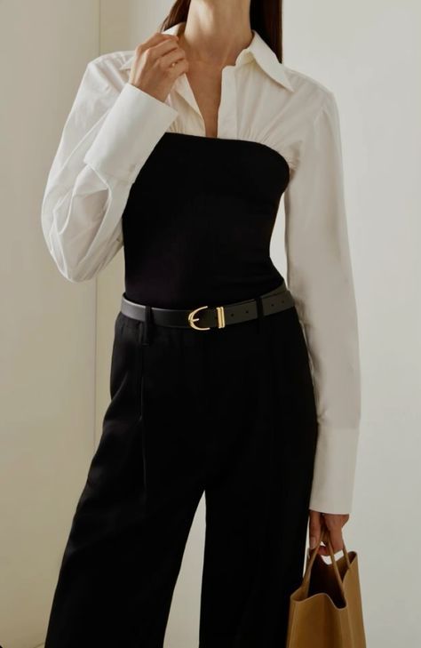 Strapless Jumpsuit Outfit, Cloth Styles, White Blouse Outfit, Blouse Outfit Casual, Black Strapless Jumpsuit, Corporate Baddie, Anna Quan, Chique Outfit, Blouse Elegant