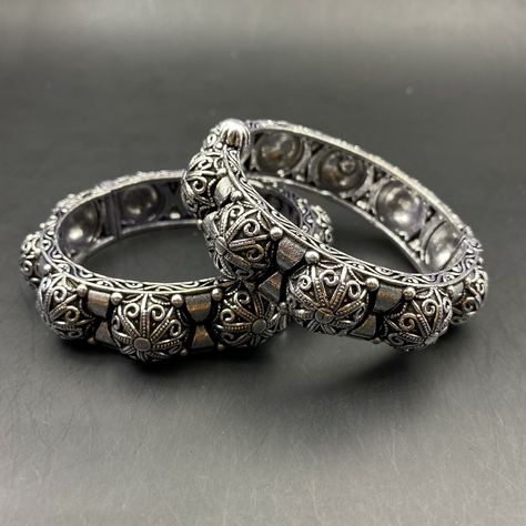 Silver Kangan, Oxidised Bangles, Suits Outfits, Bangle Design, Silver Jewelry Fashion, Bangle Designs, Pin It, Silver Jewelry, Bangles