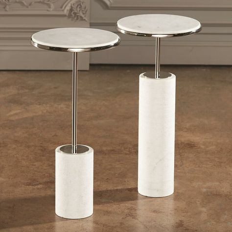 Global Views Short Cored Marble Table-Nickel - Wayfair Canada Drink Tables, Round Metal Side Table, Marble Tables Design, Marble Frame, Round Table Top, Metal Side Table, Global Views, Side And End Tables, Drink Table