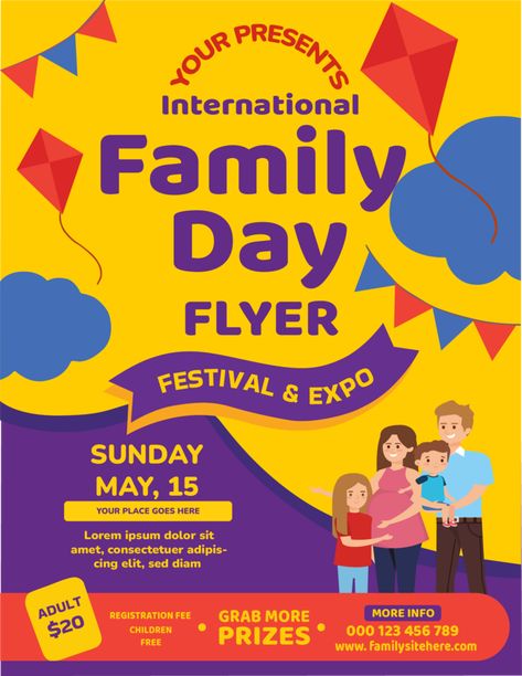 international Day of Families Greeting Flyer May 15 on Yellow Background#pikbest#templates International Day Of Families, International Family Day, Inspo Art, Family Tour, Family Cartoon, Money Sign, International Day, About Family, Strong Woman