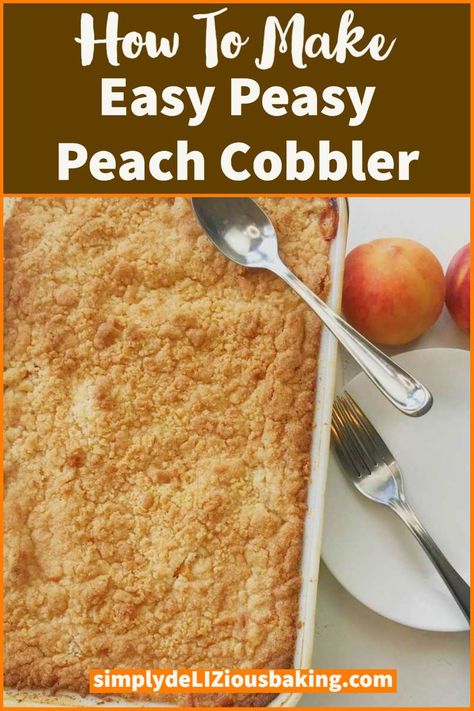 One of the easiest and best desserts you'll ever make. 4 simple ingredients: peaches, sugar, butter, self rising flour. Lusciois and tangy peach flavor. Make it this summer. Click here for this simple homemade dessert recipe. Easy Peach Pie, Peach Cobbler Ingredients, Homemade Peach Cobbler, Cobbler Recipes Easy, Easy Peach Cobbler Recipe, Peach Cobbler Easy, Homemade Recipes Dessert, Homemade Dessert, Peach Cobbler Recipe