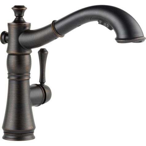 Delta Cassidy Single-Handle Pull-Out Sprayer Kitchen Faucet in Venetian Bronze-4197-RB-DST at The Home Depot Steampunk Kitchen, Bronze Kitchen Faucet, Delta Cassidy, Delta Kitchen Faucet, Bronze Pulls, Pull Out Faucet, Pull Out Kitchen Faucet, Bar Faucets, Power Clean