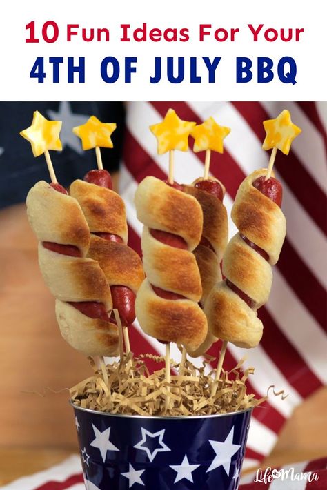 No 4th of July party is complete without a BBQ, even if you are celebrating with immediate family at home. We have 10 fun 4th of July party ideas for you! Firecracker Hot Dogs, 4th July Food, 4th Of July Food, Memorial Day Foods, Patriotic Food, Appetizers For A Crowd, Fourth Of July Food, Hot Dog Recipes, Best Bbq