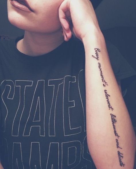 Music Lover Tattoo, Song Lyric Tattoos, Tattoo Fairy, Forearm Tattoo Quotes, Outer Forearm Tattoo, Quote Tattoos Girls, Lyric Tattoos, Forarm Tattoos, Quote Tattoos