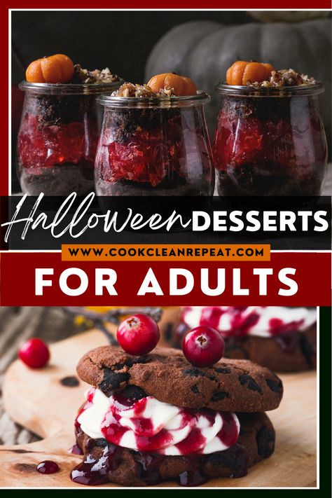 Amazing Halloween Desserts, Festive Halloween Desserts, Upscale Halloween Party Food, Halloween Infused Treats, Gross Halloween Foods For Party, Easy Halloween Treats For Adults, Halloween Party Serving Ideas, Dessert Ideas For Halloween, Cute Halloween Desert Ideas