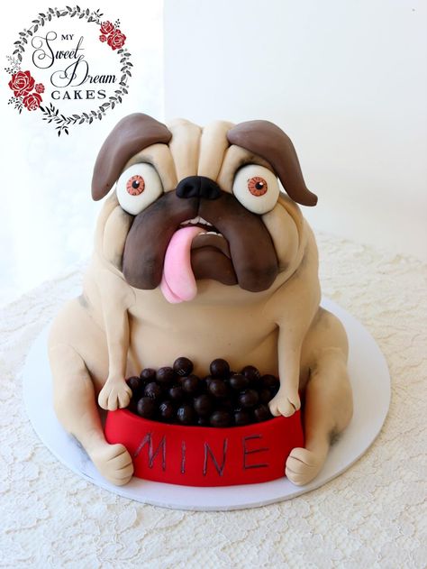 Pug Birthday Cake, Pig The Pug, Pug Cake, Pug Birthday, Dream Cake, The Pug, Novelty Cakes, Reign, Pug