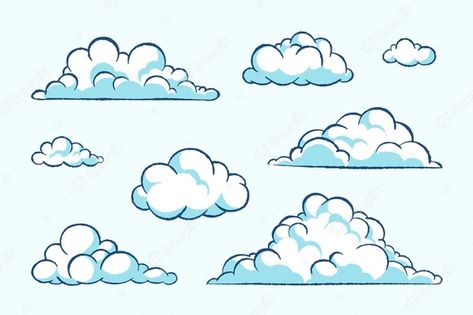 Cloud And Lightning Drawing, Clouds Cute Drawing, Puffy Clouds Drawing, Fluffy Cloud Drawing, Fluffy Clouds Drawing, Cloud Illustration Drawing, Clouds Drawing Aesthetic, How To Draw A Cloud, Clouds Drawing Simple